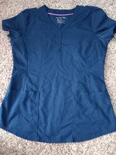 Womans Purple Label Healing Hands Navy Blue Scrub Top Medium