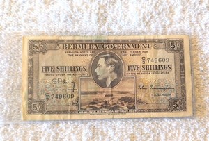 1937 Bermuda Five Shillings Banknote In Nice Condition
