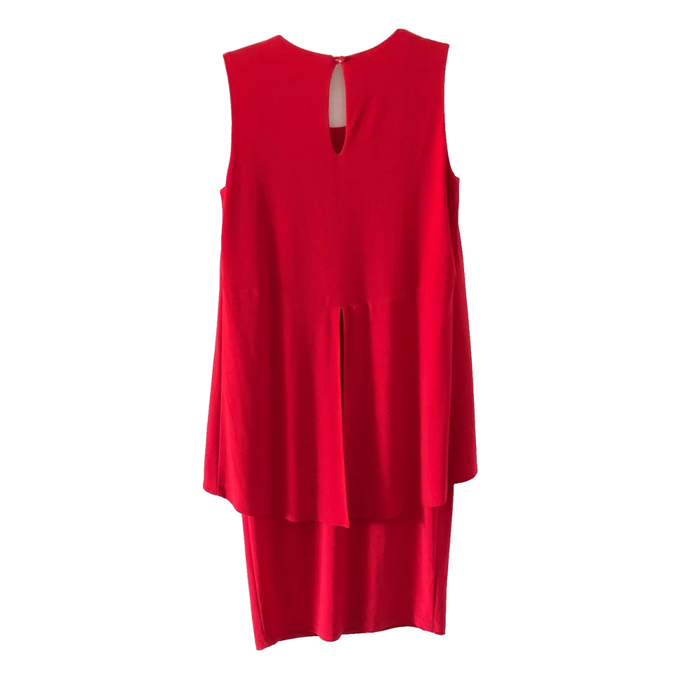 Vestido midi rojo Joseph Ribkoff para mujer talla 4 capas fiesta cóctel Foto 4 de 4