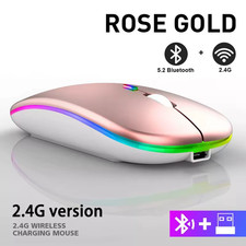 Rechargeable Bluetooth Wireless Gamer Mouse with 2.4Ghz USB RGB 1600DPI Mouse fo