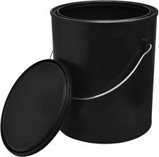 Plastic Paint Can 1 Gallon Bucket with Lid Black