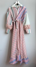Kleid Maxikleid gestreift Gr. S M L 36 38 40 Bunt Baumwolle Leinen weite Ärmel
