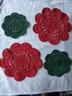 VTG Lot of 5 Doilies Red and Green Circles For Christmas Holidays 13”, 7”, 5” — photo 5