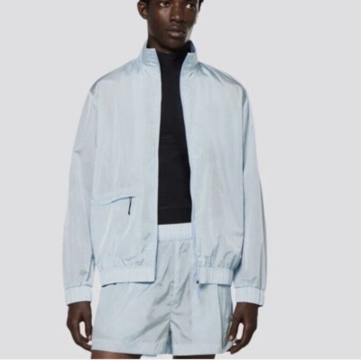 NWT Rains Track Jacket Small - Sky -Metallic Gray/Blue Water Resistant  $155 XL