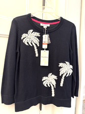 Tommy Bahama Women  s Coastal Palm Trees Sweater Size XS Navy Blue Retail 125