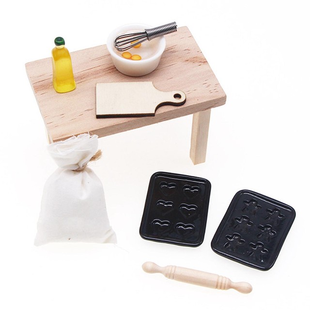 Miniature Dollhouse Baking Set Decoration Pretend Play for Furnishings Miniature Dollhouse Baking Set Decoration Pretend Play for Furnishings