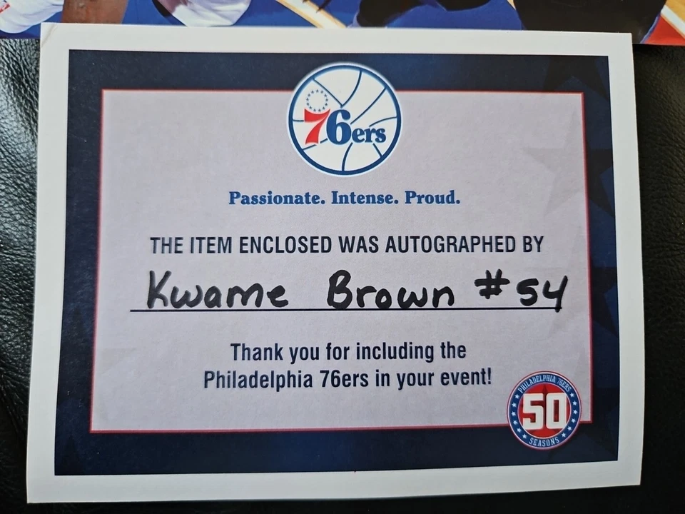 Foto brillante firmada 8x10 Philadelphia 76ers Kwame Brown #54 con certificación Foto 2 de 4