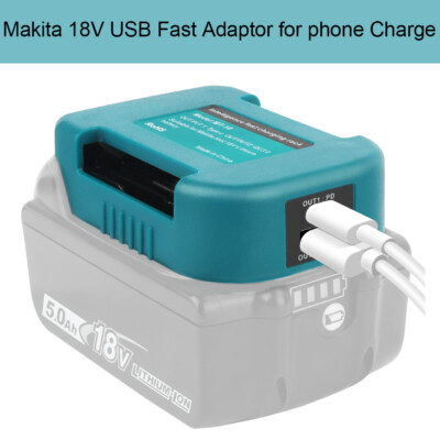 Makita 18V Battery Mount with Type-C FAST Charging USB Adapter for