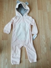 Carters Baby Girl 12 Months Hooded Footless Fleece Zip Up Animal Ears Sleeper