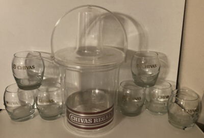 Chivas Regal Ice Bucket (Plastic Double-Wall) with 7 Signature Glasses