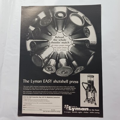 1967 VINTAGE LYMAN EAST SHOTSHELL PRESS AD