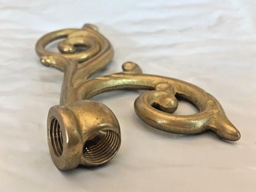 NEW 2-1/2" x 3-1/4" Unf brass scrolled arm back tapped 1/8IPS Lamp Part - Picture 4 of 4