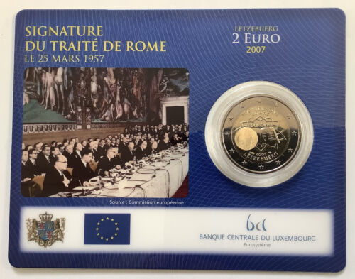 Luxemburgo Coincard 2 euros 2007 "Signature du tratat de Rome 1957" de colección - Imagen 1 de 2