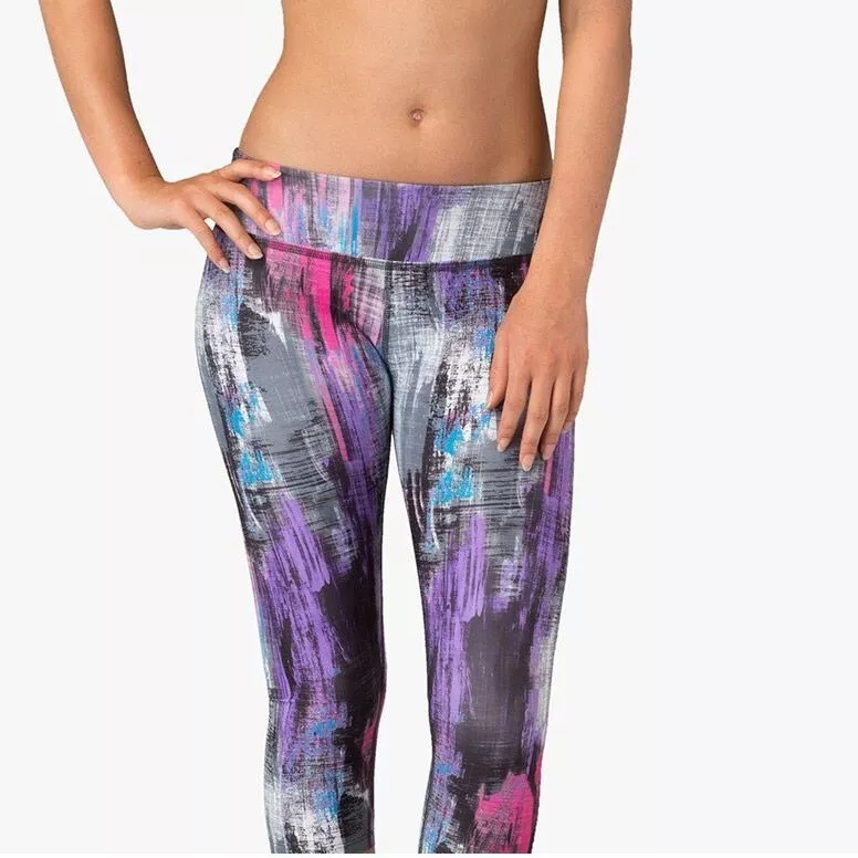 BEYOND YOGA Lux Leggings Womens S Foxing Multicolor Print 7/8 Purple Gray  $89