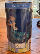 Vintage Our Generation Blue Plaid Pajamas Doll Clothing Fits 18" Dolls w/ Teddy