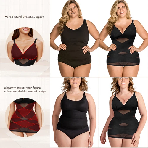 Prendas moldeadoras con cuello en V y sujetador incorporado control de abdomen adelgazante entrenador de cintura EE. UU. para mujeres - Imagen 6 de 25