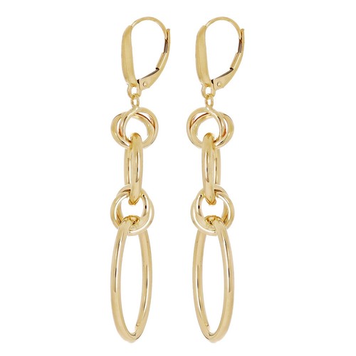 Pendientes colgantes ovalados graduados graduados de oro amarillo italiano de 14 K 2,4" 3,4 gramos - Imagen 2 de 5
