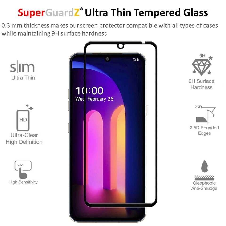 SuperGuardZ FULL COVER Tempered Glass Screen Protector Guard For LG V60 ThinQ - Image 3 of 4