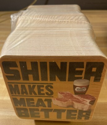 Shiner Beer Coaster 2 Sided (125 Sleeve) Brand New Sealed Package BBQ MEAT