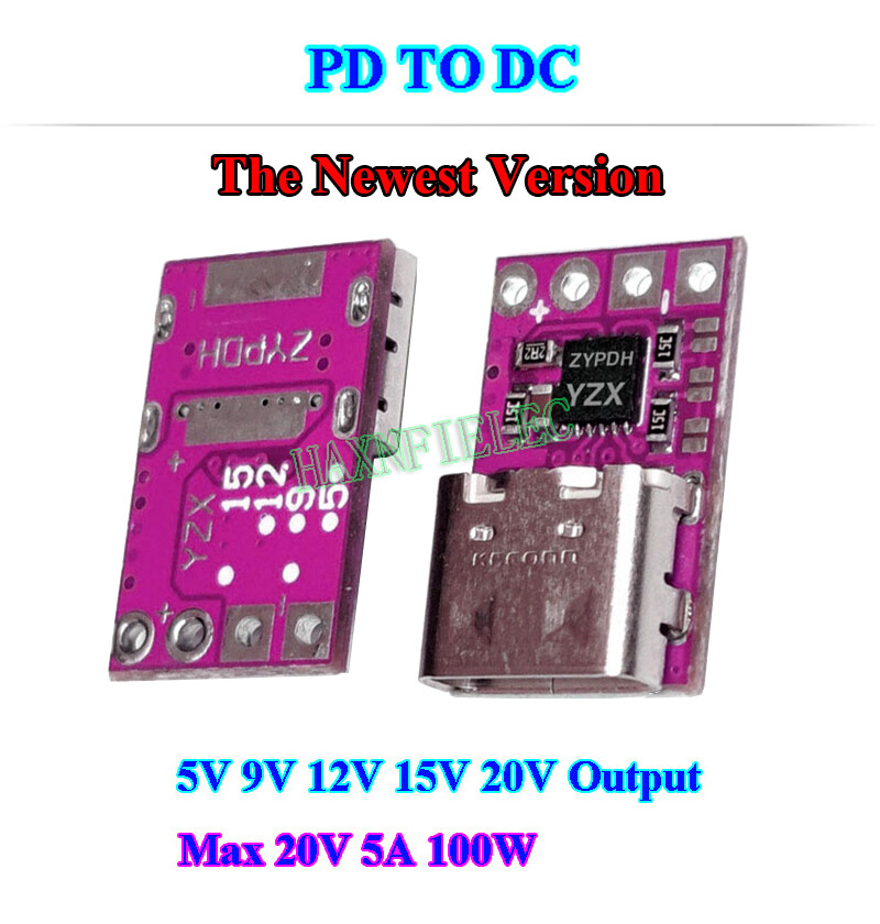 100W 5A USB Type-C Decoy PD 2.0 3.0 TO 5V 9V 12V 15V 20V DC