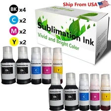 10-Pack Sublimation Ink With Heat Tape Refill Work With ET-2720 ET-4720 Printer