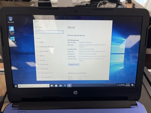 HP 14-ac151nr 14" Laptop Intel Celeron N3050 1.60GHz 2GB Ram 32GB SSD Windows 10 - Picture 6 of 8