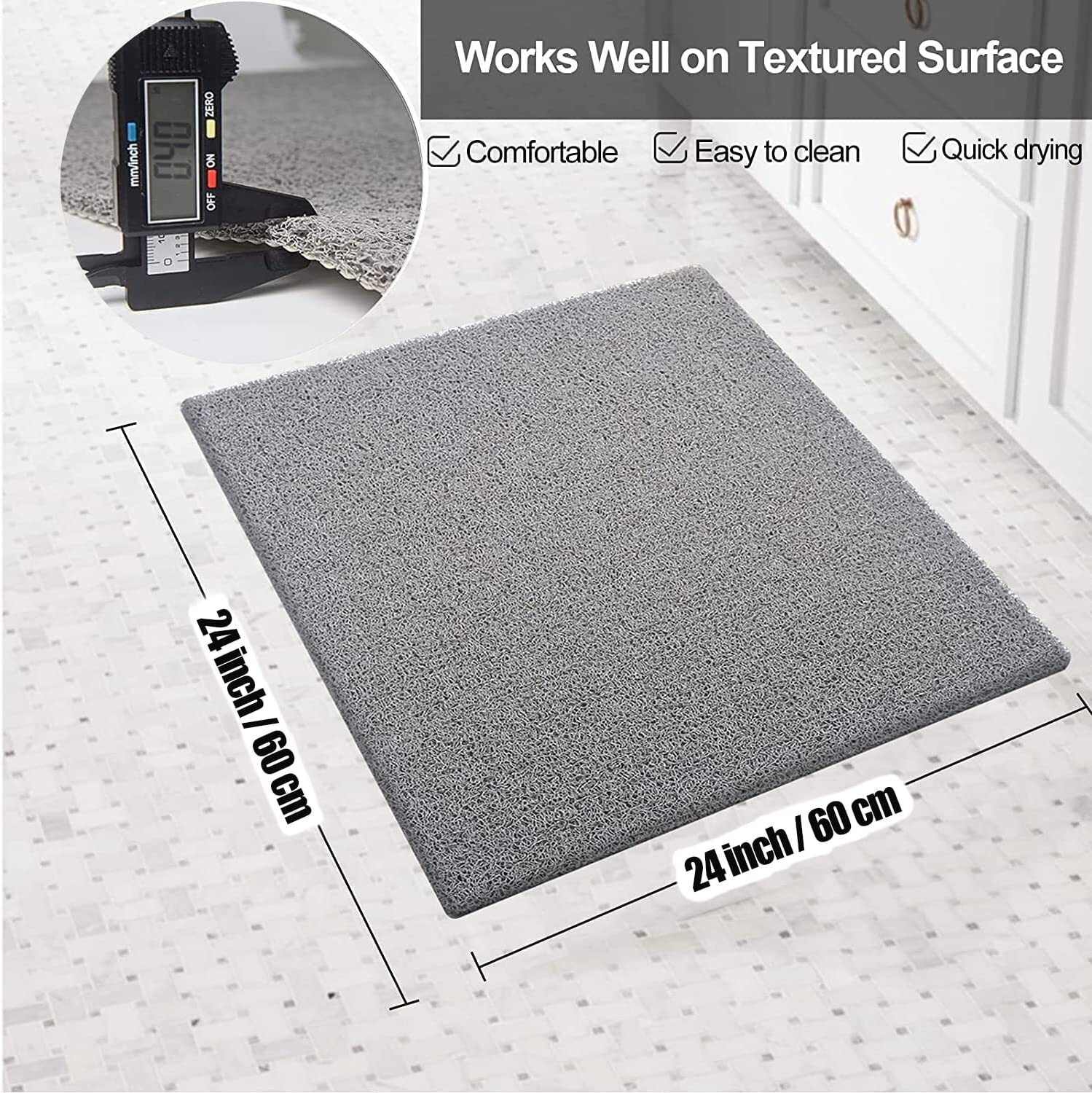 60cm*60cm Shower Mat Loofah Bath Mat NonSlip Anti Mould PVC Bathroom