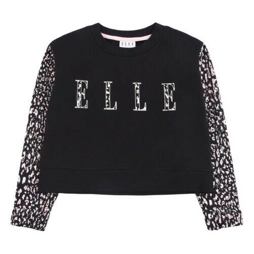 Elle Cheetah Logo Max 71% OFF Junior Kids Selling rankings Crew Jump Fashion Girls Sweatshirt
