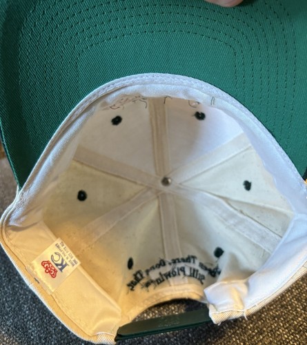 Genuine Antique Farmer Hat Cap SnapBack Cream W/ Forrest Green Bill Made By KC - Picture 12 of 12