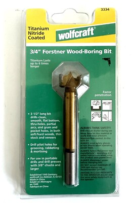 WOLFCRAFT 3/4'' FORSTNER WOOD BORING BIT TITANIUM NITRIDE COATED 3334