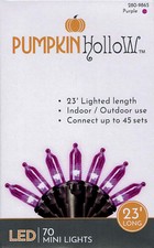 70 Purple LED 23ft. Indoor/Outdoor Halloween Mini Lights