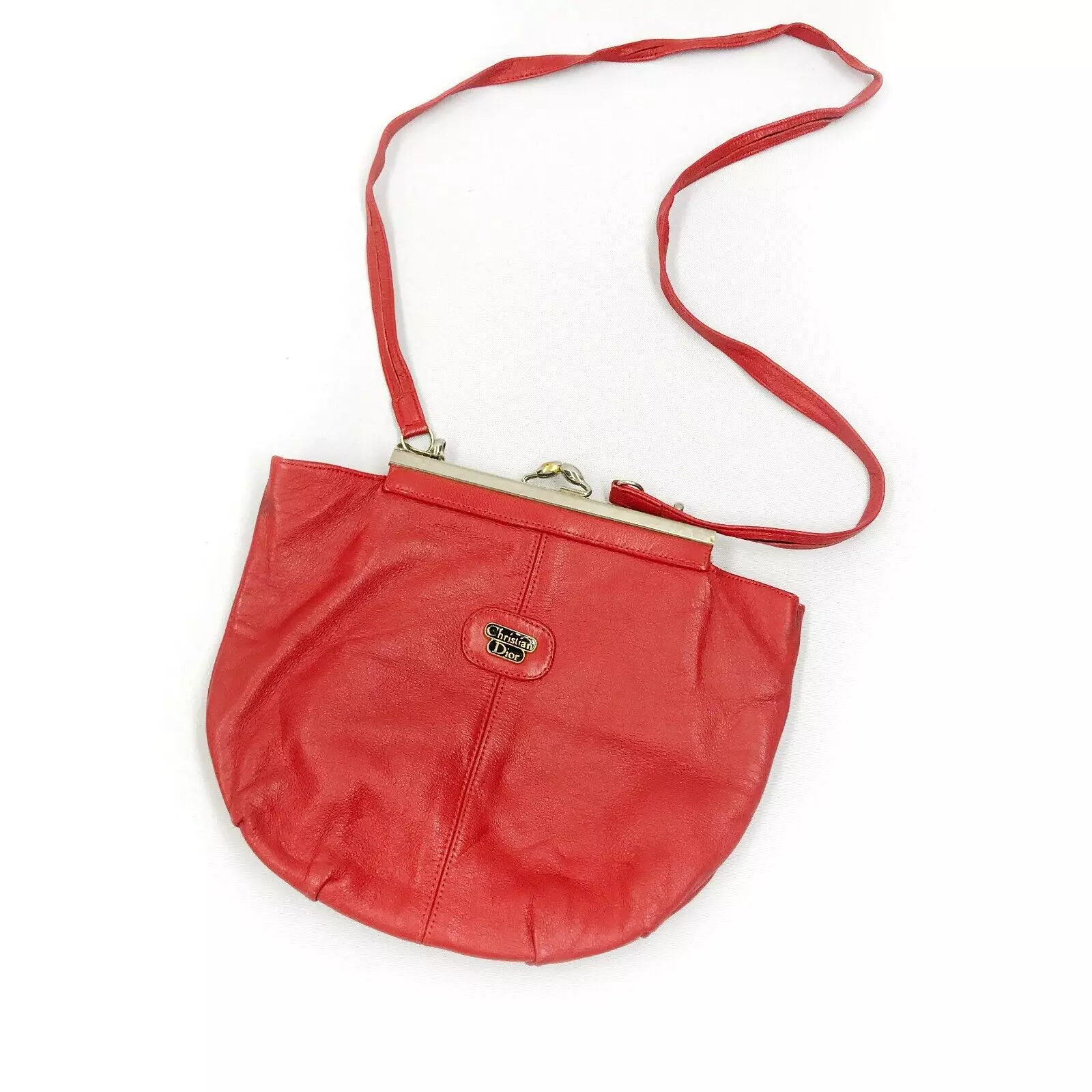Petit sac femme Christian Dior bandoulière cuir rouge vintage années 90