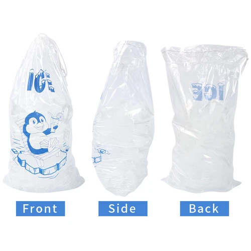 AU 50-200X 8/10 lb Reusable Durable Drawstring Ice Bag Clear Plastic Party Bags - Picture 9 of 12