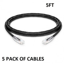 5x Cat6 24AWG Snagless Unshielded UTP CM Ethernet Network Patch Cable 5ft