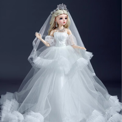 Full Set 1/3 BJD Doll Beautiful Girl Face Makeup Wedding Dresses Wig Shoes Gift