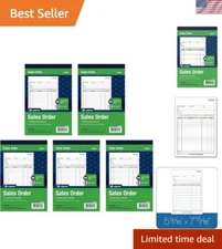 Color-Coded 3-Part Carbonless Sales Order Books – 5 Pack, Ideal for Businesses