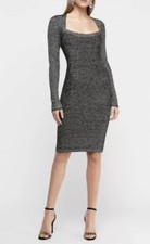EXPRESS METALLIC SHIMMERED SWEATER DRESS Long Sleeve Stretch Fitted XS XSmall