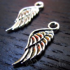 Angel Wing Charms - 21mm Antique Silver Plated Pendants C5840 - 20, 50 Or 100PCs