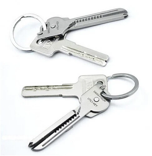 2PCS 6-in-1 Multifunction Stainless Steel Utili Key Tool Keyring Keychain new - Picture 6 of 6