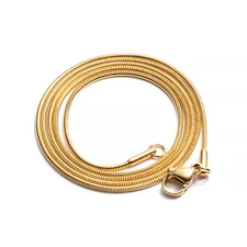0.9-2mm Women Men 18K Gold Plated Stainless Steel Round Snake Chain Anti-tarnish