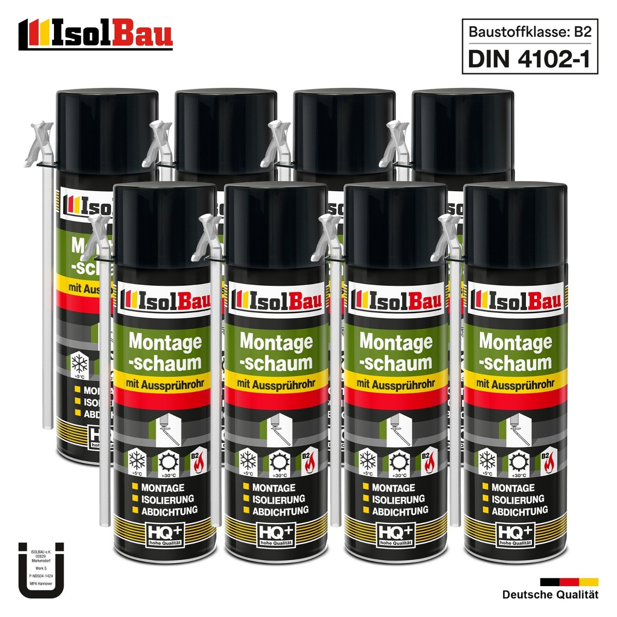 Montage Schaum Montageschaum Isolbau – 10 X 500 Ml Bauschaum Mit Aussprührohr, PU-Schaum Für Fenster & Türen Pu Schaum Hart