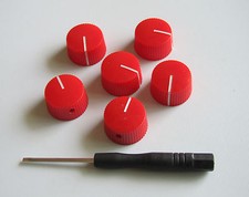 6x Vintage Barrel Guitar AMP Knob Round Amplifier Knobs w/ Set Screw Red