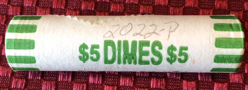 2022 P Roosevelt Dime Roll BU Unopened from bank OBW Heads & Tails OBR NEW 2nd