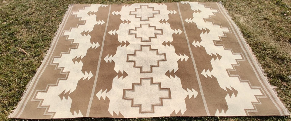 5x8 Wool Navajo Rug Southwest Style Area Rug Native American Rug Zapotec Rug - Image 2 of 4