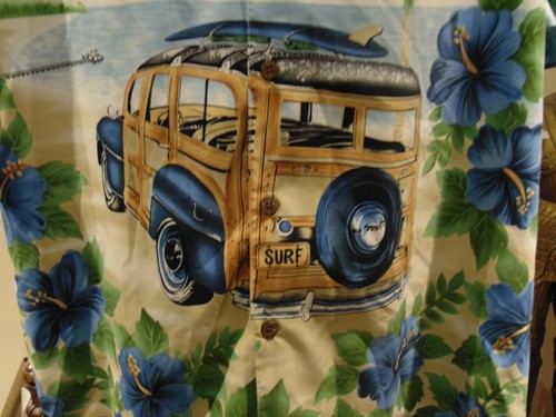 Maui Maui Men's Palm Trees and Surf Boards Woodie Hawaiian Shirt XL - Picture 2 of 4