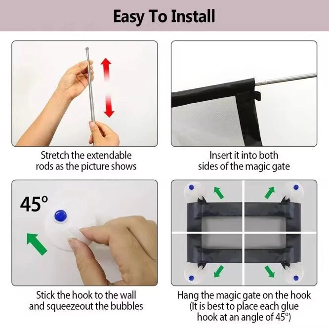 Retractable Pet Child Safety Gate Durable Dog Mesh Barrier for Doorways Stairs - Image 3 of 4