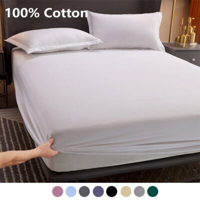 Fitted Sheet with Elastic Band Solid Color Anti-slip Adjustable Mattress Cover