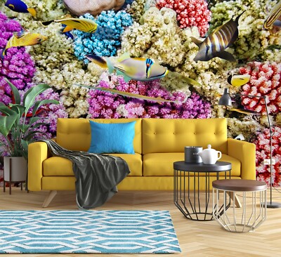 3D Coral Fish E1515 Wallpaper Mural Paper Wall Print Indoor Murals CA Honey