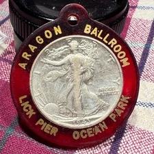 Ocean Park, Calif. Aragon Ballroom Encased 1945 Walking Liberty Half 50C ~SP732