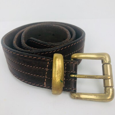 Vintage Brass Leather Belt Small Joed Vintage Cognac Brown Brass Studs Leather Belt XS Small  main image 4